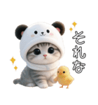 パンダ帽が可愛い猫 キュートな夏（個別スタンプ：13）