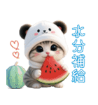 パンダ帽が可愛い猫 キュートな夏（個別スタンプ：18）