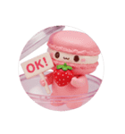 いちごとマカロンちゃん(丸型)（個別スタンプ：1）