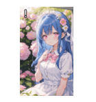 青髪姫カットの悲しげな眼差し（個別スタンプ：14）
