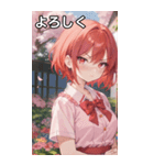 赤髪ショートの拗ねた表情（個別スタンプ：21）