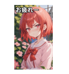 赤髪ショートの拗ねた表情（個別スタンプ：27）