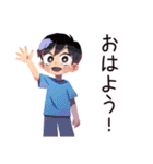 子ども（男の子）のヒーローポーズ★家族（個別スタンプ：2）