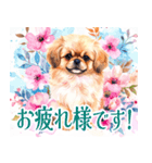 水彩感じるペキニーズスタンプ（個別スタンプ：4）