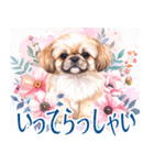 水彩感じるペキニーズスタンプ（個別スタンプ：9）