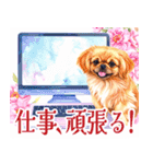 水彩感じるペキニーズスタンプ（個別スタンプ：27）
