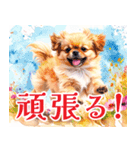 水彩感じるペキニーズスタンプ（個別スタンプ：37）