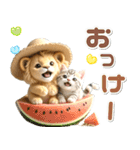 夏 猛暑 酷暑♡ライオンとネコ（個別スタンプ：3）
