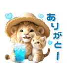 夏 猛暑 酷暑♡ライオンとネコ（個別スタンプ：6）