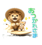 夏 猛暑 酷暑♡ライオンとネコ（個別スタンプ：9）