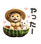 夏 猛暑 酷暑♡ライオンとネコ（個別スタンプ：22）