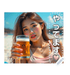 夏♡海ビーチで生ビールお姉さん（個別スタンプ：6）