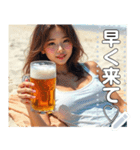 夏♡海ビーチで生ビールお姉さん（個別スタンプ：10）