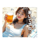 夏♡海ビーチで生ビールお姉さん（個別スタンプ：11）