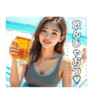 夏♡海ビーチで生ビールお姉さん（個別スタンプ：12）