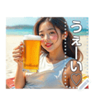 夏♡海ビーチで生ビールお姉さん（個別スタンプ：13）