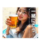 夏♡海ビーチで生ビールお姉さん（個別スタンプ：16）