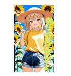 可愛い金髪セミロング黄色女子夏スタンプ（個別スタンプ：4）