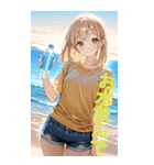 可愛い金髪セミロング黄色女子夏スタンプ（個別スタンプ：5）