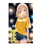 可愛い金髪セミロング黄色女子夏スタンプ（個別スタンプ：6）