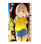可愛い金髪セミロング黄色女子夏スタンプ（個別スタンプ：12）