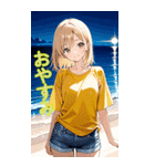 可愛い金髪セミロング黄色女子夏スタンプ（個別スタンプ：14）