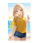 可愛い金髪セミロング黄色女子夏スタンプ（個別スタンプ：17）