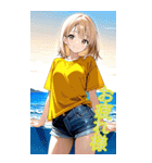 可愛い金髪セミロング黄色女子夏スタンプ（個別スタンプ：18）