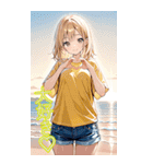 可愛い金髪セミロング黄色女子夏スタンプ（個別スタンプ：24）