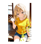 可愛い金髪セミロング黄色女子夏スタンプ（個別スタンプ：25）