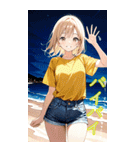 可愛い金髪セミロング黄色女子夏スタンプ（個別スタンプ：28）