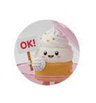 バレーボールをするケーキちゃん(丸型)（個別スタンプ：1）