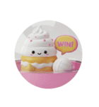 バレーボールをするケーキちゃん(丸型)（個別スタンプ：3）