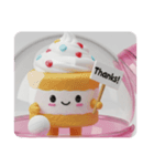 バレーボールをしているケーキちゃん(四角)（個別スタンプ：3）