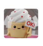 バレーボールをしているケーキちゃん(四角)（個別スタンプ：5）