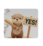 バッティングカワウソちゃん(四角型)（個別スタンプ：1）