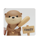 バッティングカワウソちゃん(四角型)（個別スタンプ：4）