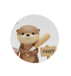 バッティングカワウソちゃん(丸型)（個別スタンプ：4）