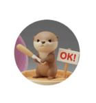 バッティングカワウソちゃん(丸型)（個別スタンプ：7）