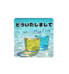 青く澄んだ美しい海.夕暮れ.満月.貝.舟.空（個別スタンプ：16）
