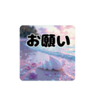 青く澄んだ美しい海.夕暮れ.満月.貝.舟.空（個別スタンプ：26）