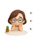 【3D】大人メガネ女子の大きなお返事（個別スタンプ：36）
