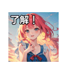 【夏】暑さを感じる女の子（個別スタンプ：2）