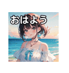 【夏】暑さを感じる女の子（個別スタンプ：6）