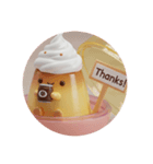 コーヒーを飲んでいるホイッププリン(丸型)（個別スタンプ：3）