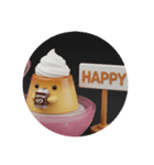 コーヒーを飲んでいるホイッププリン(丸型)（個別スタンプ：7）