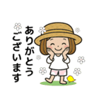 「麦わら帽子の女の子の日常スタンプ」（個別スタンプ：1）