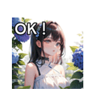 【梅雨】紫陽花ガール（個別スタンプ：9）