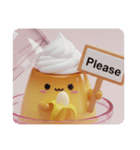 バナナを食べるプリンちゃん(四角型)（個別スタンプ：1）