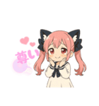 毎日使える！ピンク髪の猫耳セーラーちゃん（個別スタンプ：6）